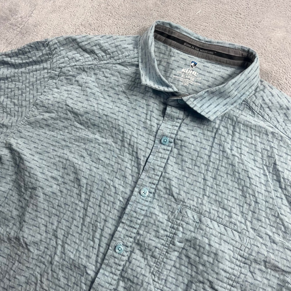 Kuhl‎ Provoke Mens XL Blue Textured Short Sleeve Button Down Shirt 7347